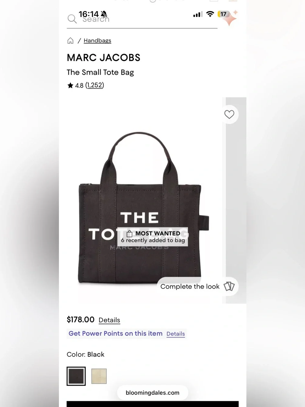 Marc Jacobs Black Canvas Mini Tote with Printed Logo